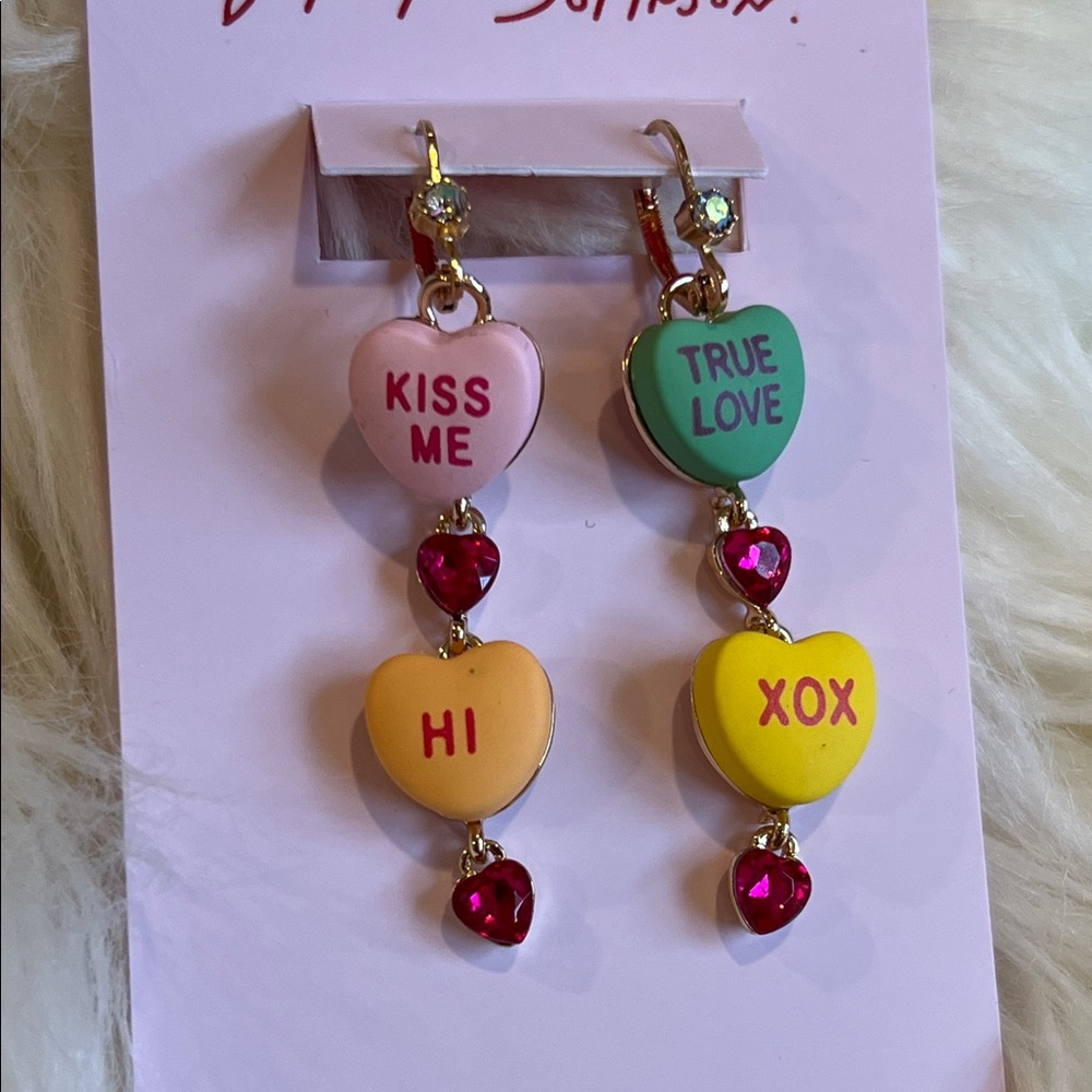 Betsey Johnson Sweet Heart Valentine Drop Earrings - Picture 4 of 6